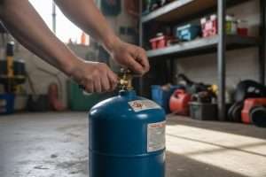 Enlever le détendeur d’une bouteille de gaz Butagaz Cube